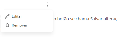 Menu de um comentário com as opções Editar e Remover