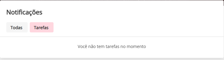 Notificações com a aba Tarefas aberta