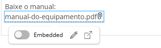 Balão de um PDF no artigo com Embedded, lápis e abrir