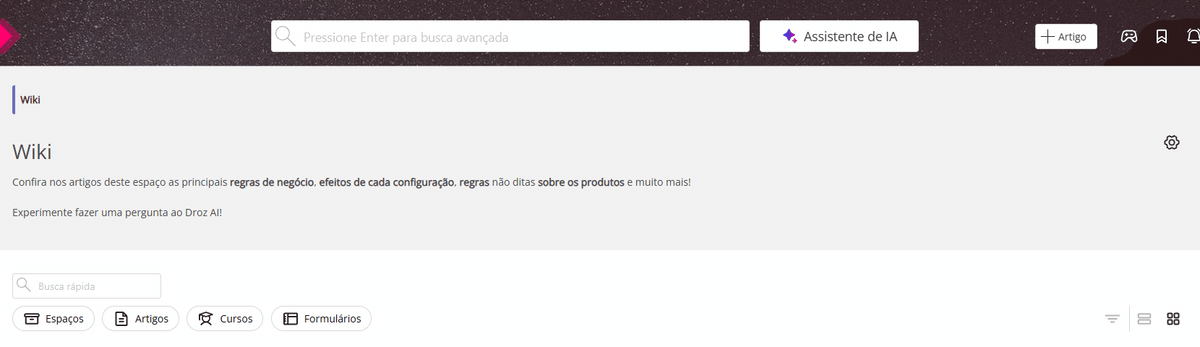 Botão + Artigo, título, palavras-chave com sugestões e conteúdo no editor