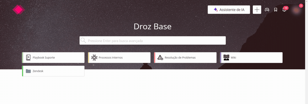 Botão + no topo do Base, opção Espaço e a tela Informações básicas com o nome do Espaço