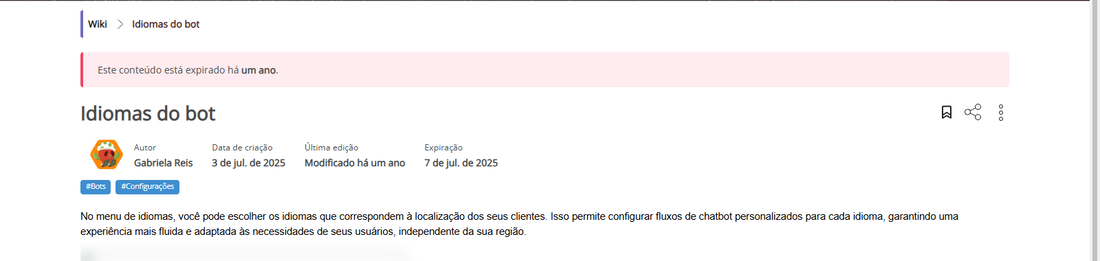 Artigo aberto com o marcador de favoritos ao lado do título