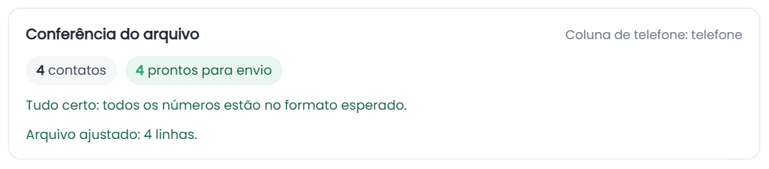 Conferência do arquivo depois da correção