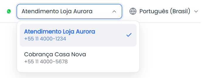 Seletor de número aberto com os bots e os telefones
