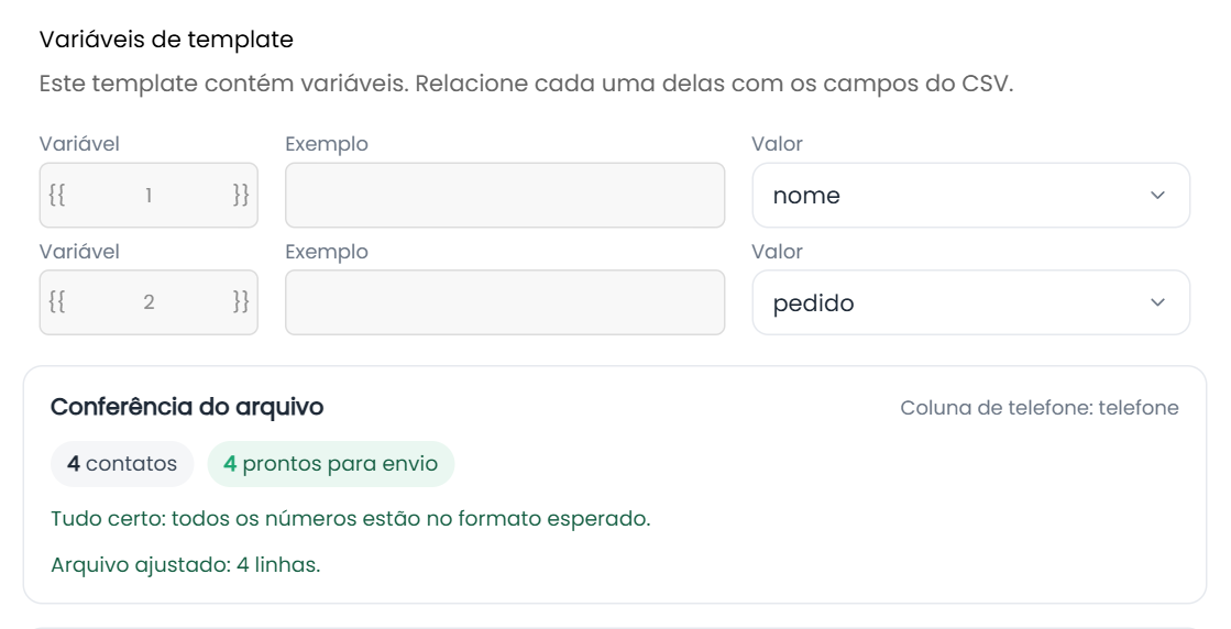 Variáveis de template relacionadas com as colunas do arquivo