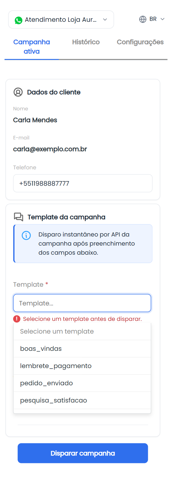 Erro no campo Template da barra lateral