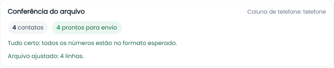 Conferência do arquivo depois da correção